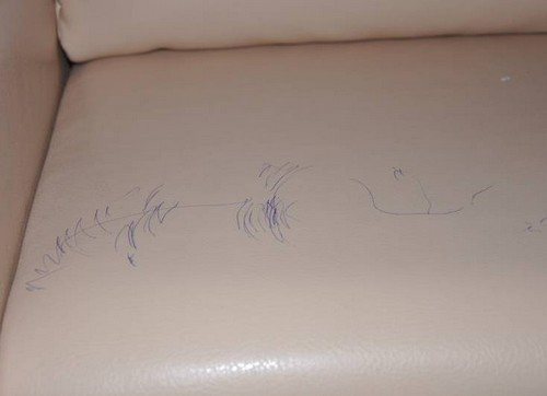 Как отмыть пятна от шариковой ручки на кожаном диване?